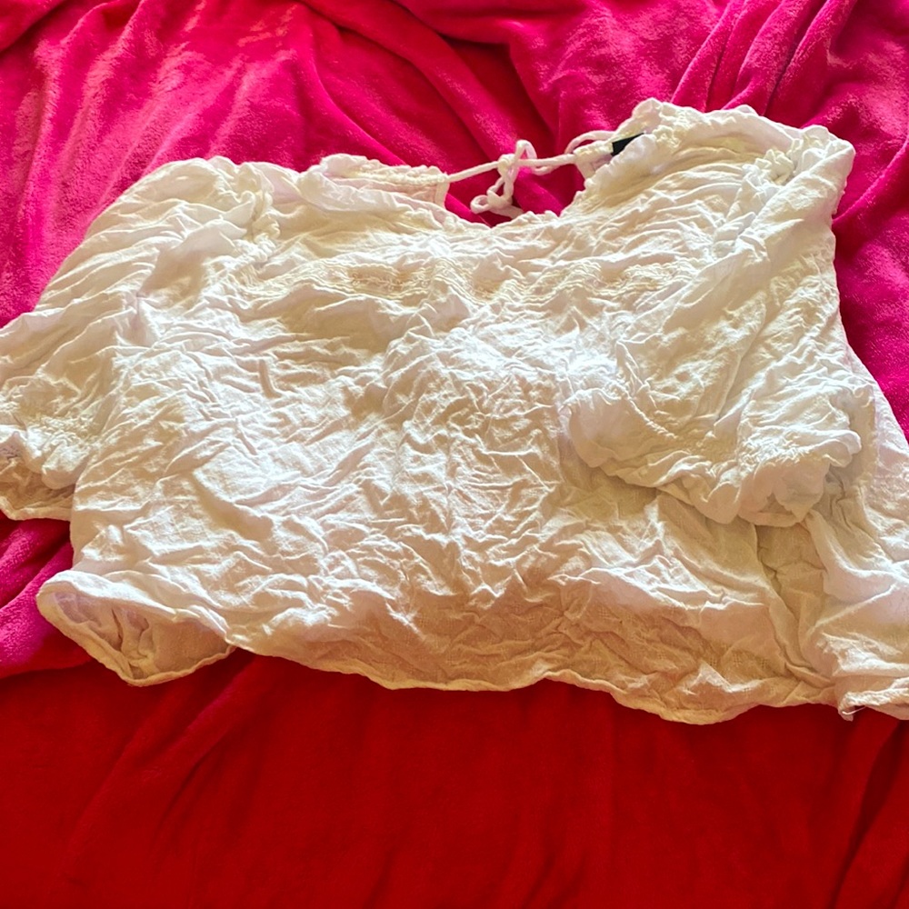 Wild fable cute white shirt sleeve crop top size 2X